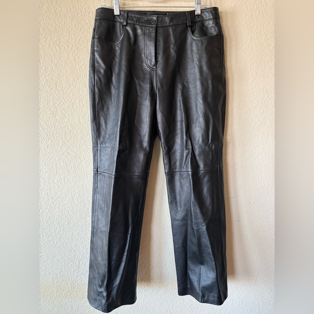 Geoffrey Beene‎ Sport Size 10 Black 100% Leather Pants Bootcut NWOT